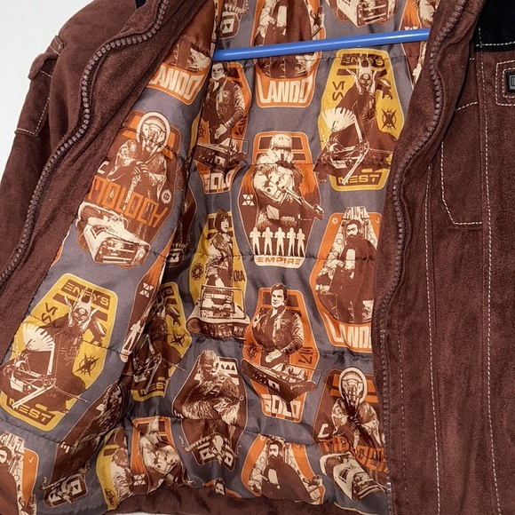 Disney Star Wars Han Solo bomber jacket faux suede . Boy size 5/6 - Picture 3 of 8